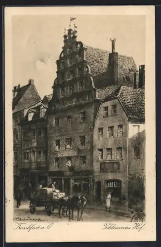 Künstler-AK Frankfurt a. O., Grosse Scharrnstrasse mit Pohlmanns Hof