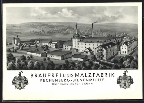 Künstler-AK Rechenberg-Bienenmühle, Brauerei und Malzfabrik