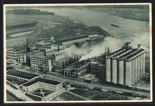 AK Barby / Elbe, Deutsche Maizena Werke AG, Fliegeraufnahme