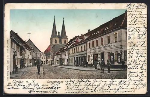 Goldfenster-AK Calbe a. S., Gasthof Grosser Kurfürst in der Querstrasse, Inh. Otto Zänker