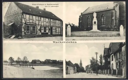AK Wackersleben, Gasthof und Geschäftshaus von H. Lehrmann