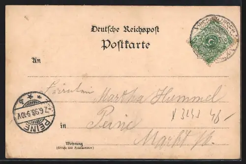 Lithographie Weferlingen, Zucker-Fabrik, Stadtpark, Schloss zu Seggerde