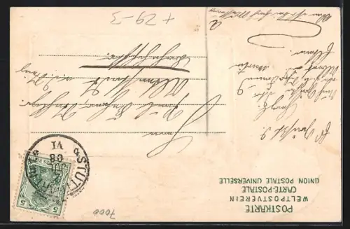 Passepartout-Lithographie Stuttgart, Moltkekaserne, Jagdhund mit Auerhahn und Wappen