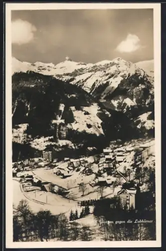 AK Wengen, Ortsansicht gegen die Lobhörner im Winter