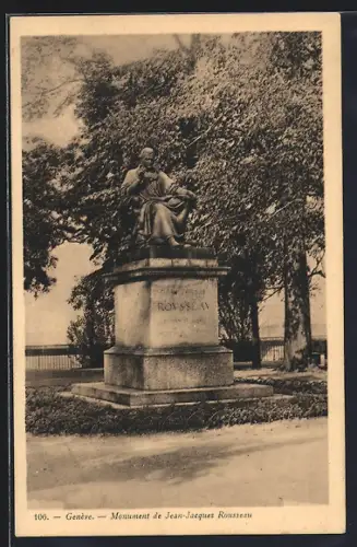 AK Genève, Monument de Jean-Jacques Rousseau