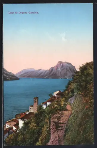 AK Gandria /Lago di Lugano, Ortsansicht vom Berghang aus