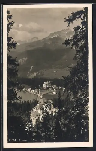 AK Arosa, Ortsansicht vom Berghang aus