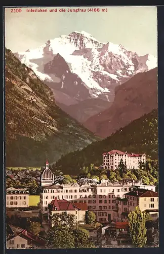 AK Interlaken, Teilansicht mit der Jungfrau