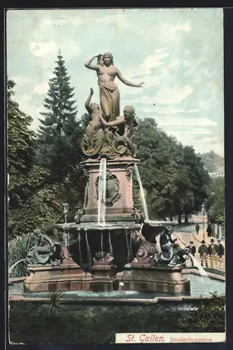 AK St. Gallen, Blick auf den Broderbrunnen