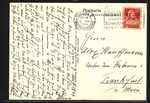 AK Blausee, Ansicht des Sees an der Lötschberg-Route und Gasthof