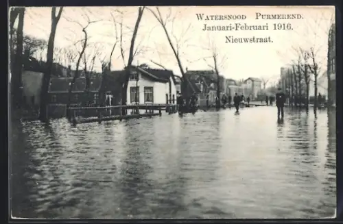 AK Purmerend, Watersnood 1916, Nieuwstraat