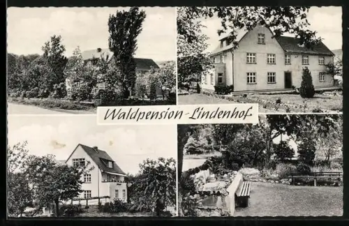 AK Mörsdorf-Kastellaun, Vier Ansichten von Waldpension und Gasthaus Lindenhof