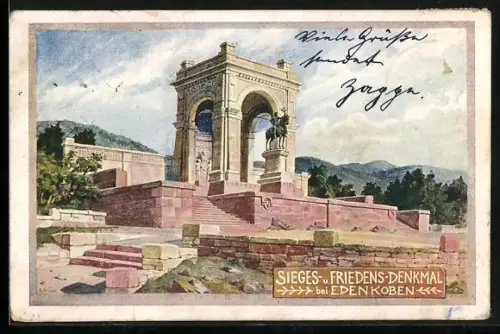 Künstler-AK Edenkoben, Sieges- und Friedens-Denkmal