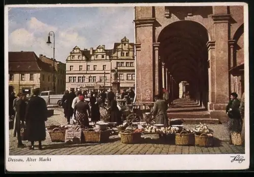 AK Dessau, Markttag am Alten Markt