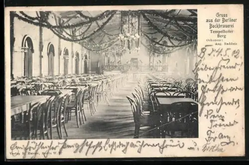 AK Berlin-Kreuzberg, Gasthaus Bockbrauerei Tempelhofer Berg, Inh. Aug. Raddatz