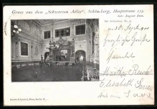 AK Berlin-Schöneberg, Gasthaus zum Schwarzen Adler in der Hauptstrasse 134, Inh. August Imm