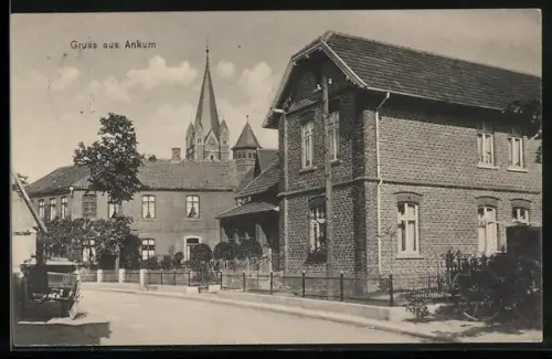 AK Ankum, Ortspartie mit Blick zur Kirche