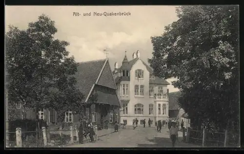 AK Quakenbrück, Alt- und Neustadt mit Bewohnern