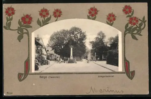 Passepartout-AK Berge / Hannover, Kriegerdenkmal