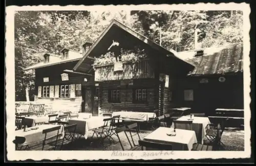 AK Grünwald /Isartal, Gasthaus Klausenhütte mit Aussenbewirtung