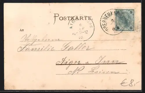 AK Oberneukirchen, Platzpartie mit Kirche