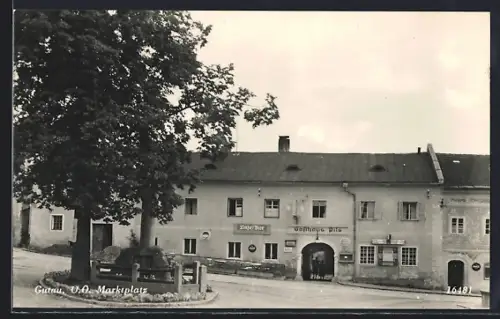 AK Gutau /O.Ö., Marktplatz mit Gasthaus