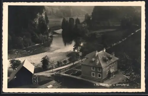 AK Opponitz, Teilansicht mit Flusspartie und Landstrasse