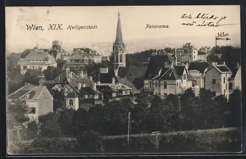 AK Wien, Heiligenstadt, Panorama mit Kirche