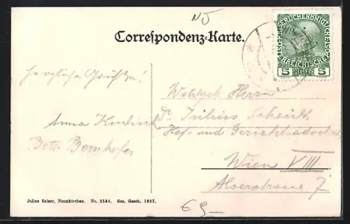 AK Winzendorf /Hohe Wand, Neue Welt, Eingang in die Prosset u. Radfahrer