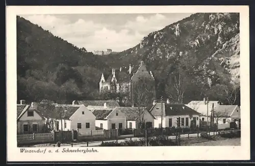 AK Winzendorf a. d. Schneebergbahn, Ortspartie mit Schloss