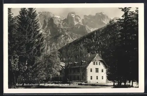 AK Thörl / Steiermark, Hotel Bodenbauer mit Hochschwabgruppe