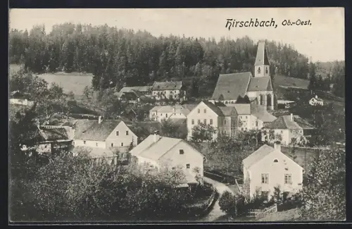 AK Hirschbach /Ob.-Oest, Teilansicht mit Kirche