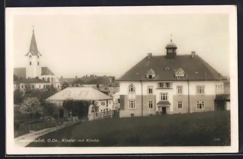 AK Hellmonsödt /O. Oe., Kloster mit Kirche