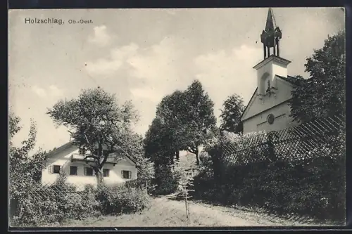AK Schwarzenberg am Böhmerwald, Holzschlag, Ortsansicht mit Kirche