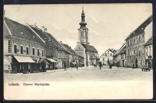 AK Leibnitz, Oberer Marktplatz mit Café Resch