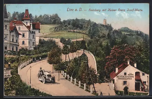 AK Linz a. D., Freinberg mit Kaiser Franz Josef-Warte