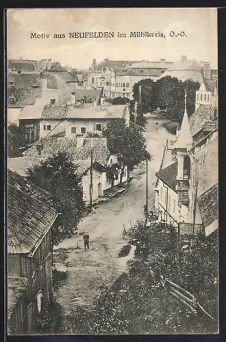 AK Neufelden, Strassenpartie aus der Vogelschau