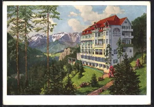 Künstler-AK Semmering /Wien, Pension Sonnhof, Inh. Dr. R. Tölk