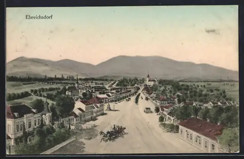 AK Ebreichsdorf, Ortsansicht mit Hauptstrasse aus der Vogelschau