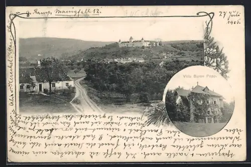 AK Angern, Villa Baron Popp, Ortsansicht