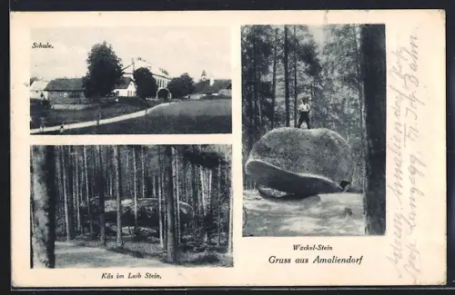 AK Amaliendorf, Schule, Käs im Laib Stein, Wackel-Stein