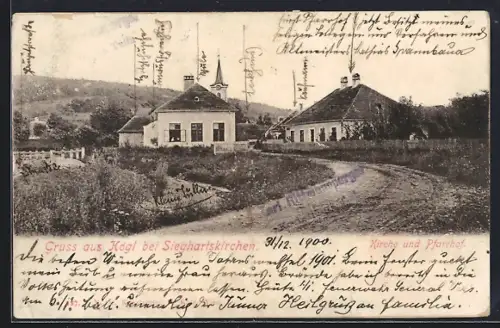AK Sieghartskirchen, Gruss aus Kogl, Kirche und Pfarrhof