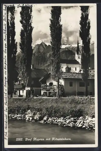 AK Kaprun, Teilansicht mit Kirche und Kitzsteinhorn