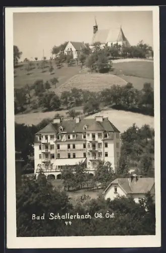AK Bad Schallerbach /Ob. Öst., Gebäude der Hauptanstalt für Angestelltenversicherung und Restaurant