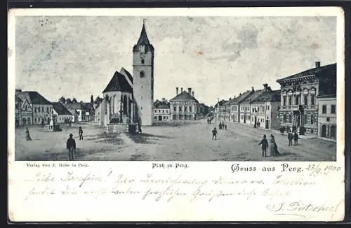 AK Perg, Platz mit Kirche