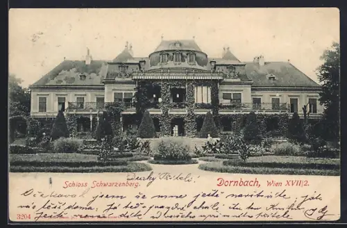 AK Wien, Dornbach, Schloss Schwarzenberg mit Parkanlage