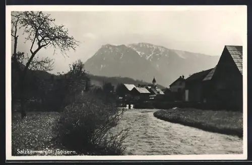 AK Goisern /Salzkammergut, Blick vom Fluss auf den Ort