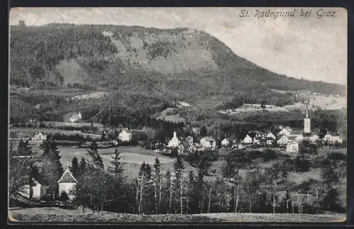 AK St. Radegund bei Graz, Ortsansicht mit Umgebung aus der Vogelschau