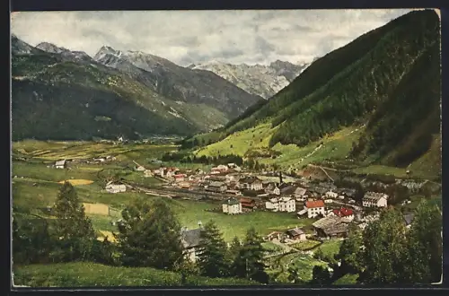 AK St. Anton / Arlberg, Gesamtansicht mit Bergpanorama aus der Vogelschau