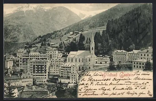 AK Bad Gastein, Ortsansicht aus der Vogelschau